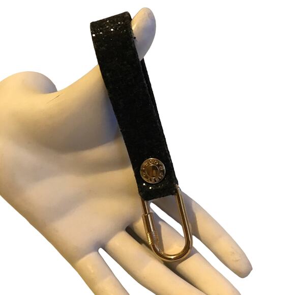 Jimmy Choo Glitter Key Ring Holder keychain designer leather NWOT - Picture 1 of 5